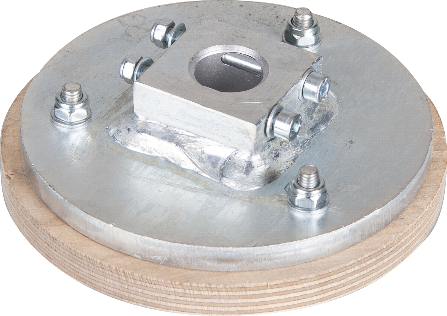 Spannteller verzinkt mit Holzplatte ø130mm für Grabmal-Plattengreifer GPM 1000